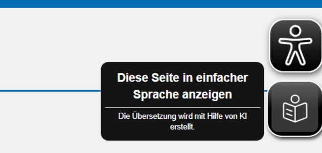 Der Button zum Einfache-Sprache-Übersetzer auf der Homepage des Landessportbundes Niedersachsen